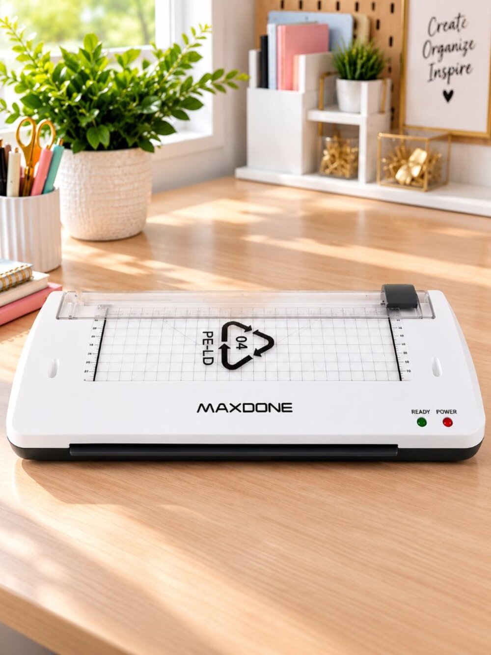 MAXDONE GS086 Dual Hot & Cold Laminator 265W White Office Craft Machine